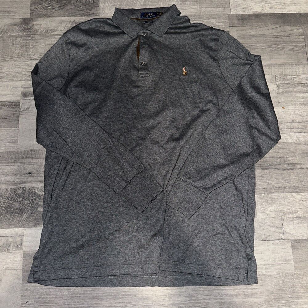 Ralph Lauren Charcoal Polo Long Sleeve  Shirt for Men size XL